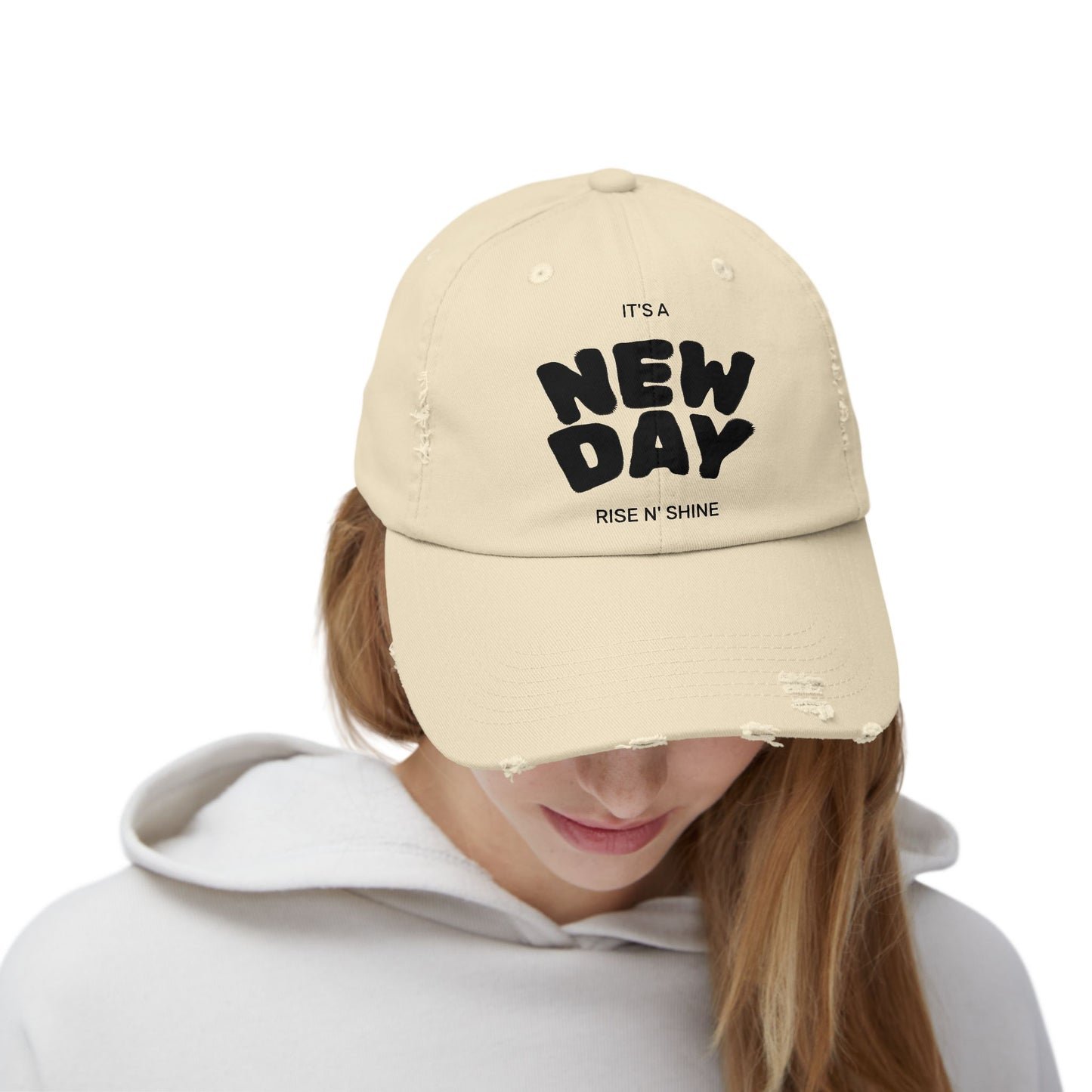 Unisex Distressed Cap - It's a New Day, Rise N' Shine