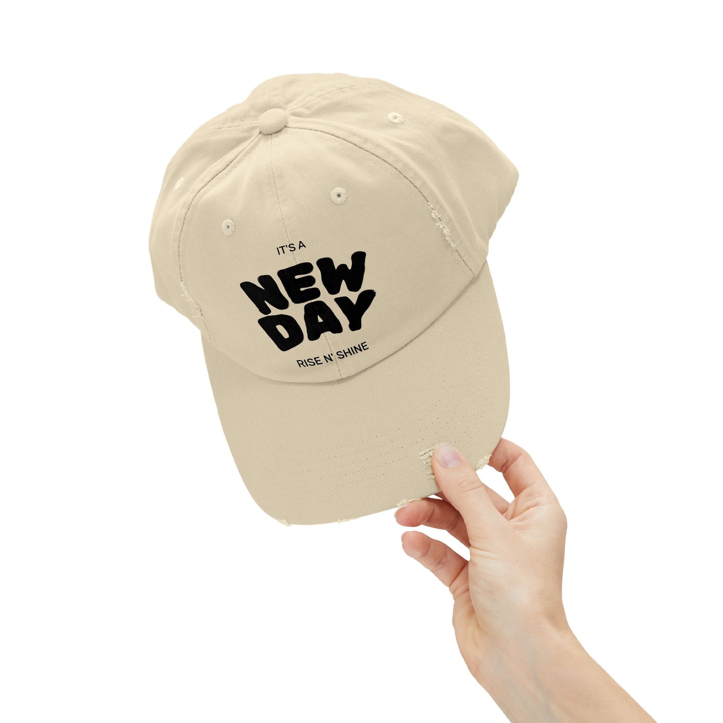 Unisex Distressed Cap - It's a New Day, Rise N' Shine