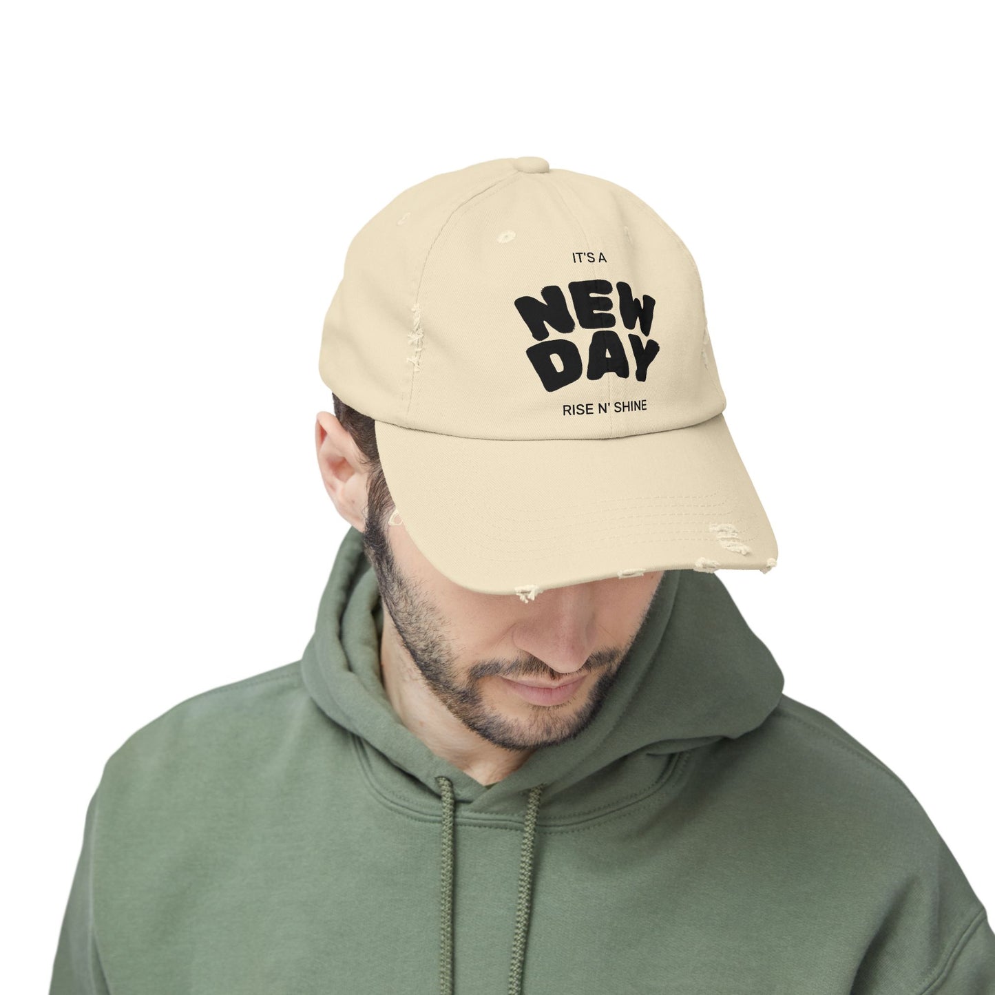Unisex Distressed Cap - It's a New Day, Rise N' Shine