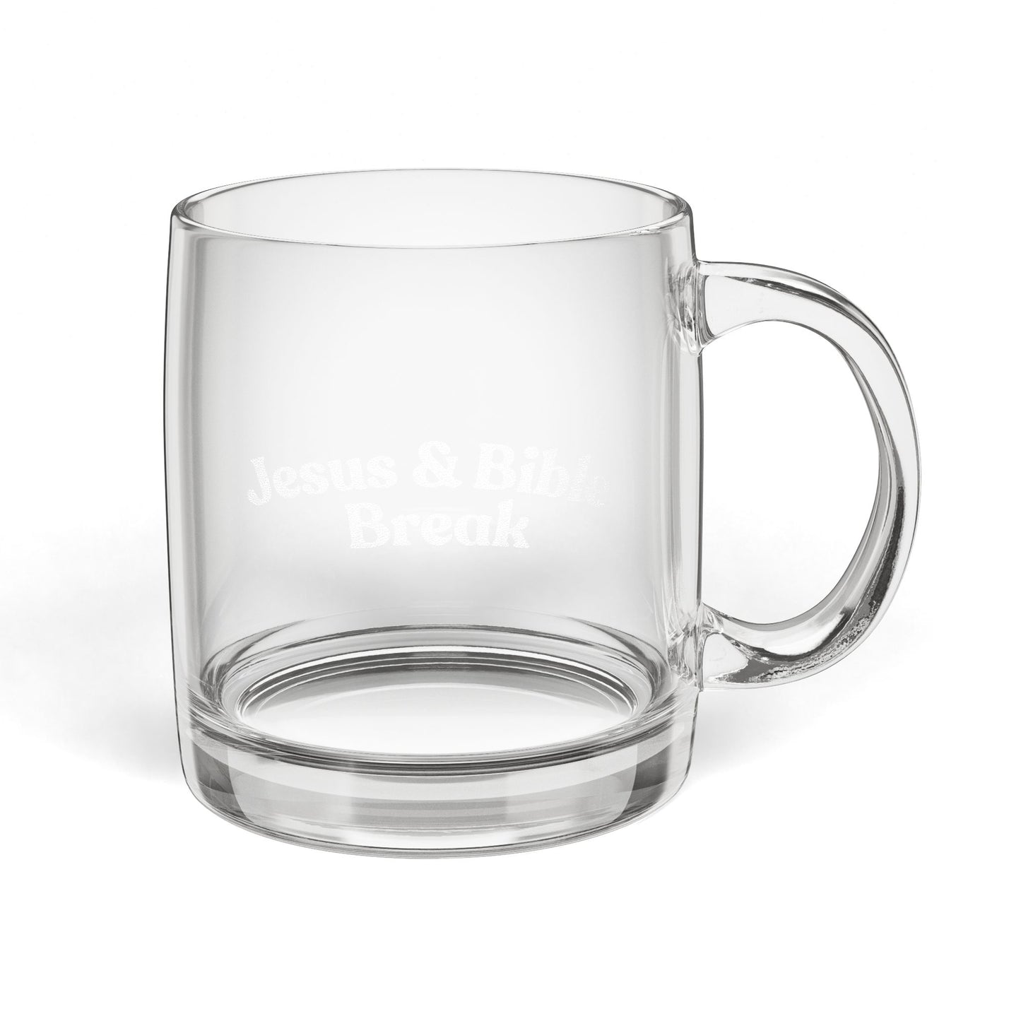 Jesus and Bible Break Engraved Glass Coffee Mug