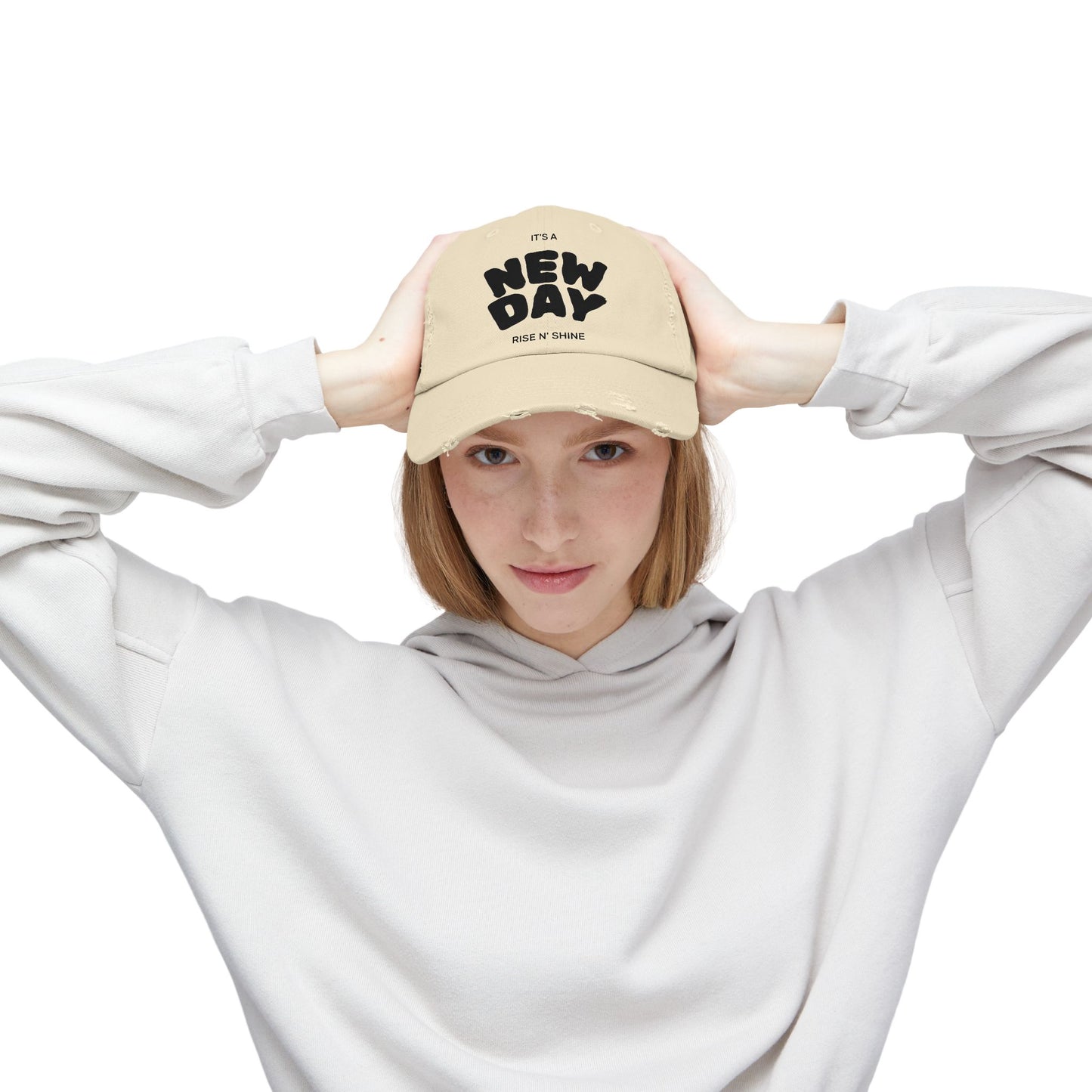 Unisex Distressed Cap - It's a New Day, Rise N' Shine